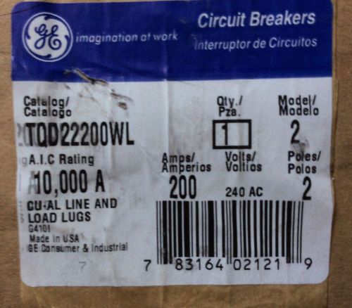 GE Circuit Breaker 200 Amp 2 Pole New in Box