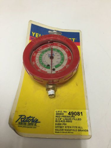 Yellow Jacket HVAC&amp;R  Red Pressure 3 1/8&#034; Liquid Filled