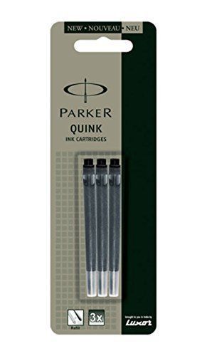 Parker quink ink cartridges - fountain pen - black- pack of 3 for sale