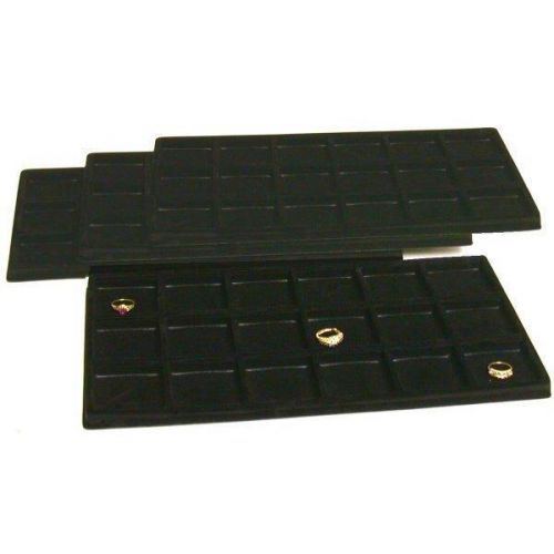 4 Black Flocked 18 Compartment Display Tray Inserts