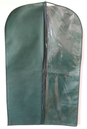 100   24X40&#034; Two Tone Clear + Non Woven Zipper Garment Bag Green Apparel Storage