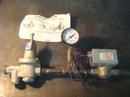 Watts 1/2&#034; water pressure reducing valve  with gauge and 24v honeywell valve for sale