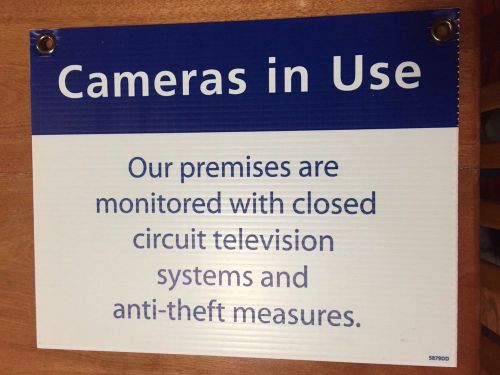 WARNING SECURITY CAMERAS IN USE SIGN 11&#034;x14&#034;   NEW with Grommets  Surveillance