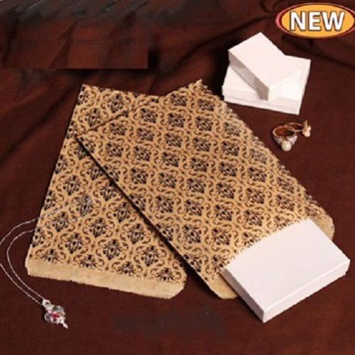 1000 Kraft  Damask Print Jewelry Paper Shopping Gift Bag 6x9