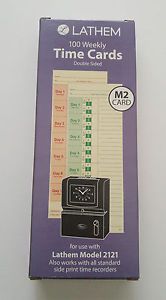8 boxes Lathem Time Company M2-100 Time Card for model 2121 &amp; more Qty 800 cards