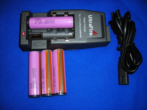 2 of samsung li3.7v18650 batteries+ charger for :size 14500,17500,18650...sale for sale