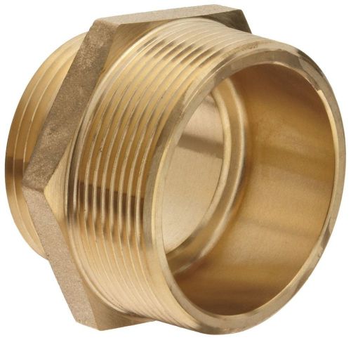 Moon 358-2061521 brass fire hose adapter nipple 2&#034; npt male x 1-1/2&#034; nh male for sale