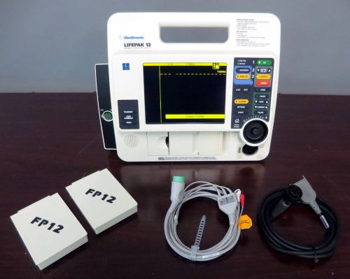 Lifepak 12 Biphasic Monitor 3 Lead ECG AED Pacing 2 Batteries