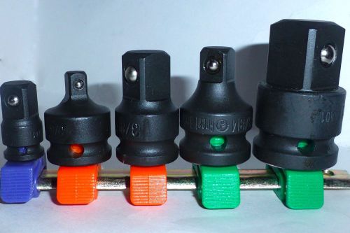 Great neck 5pc impact adapter socket reducer tool set w rail 1/2&#034; 3/8&#034; 1/4&#034;, new for sale