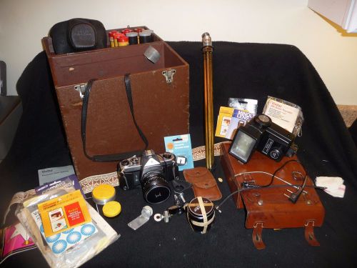 Honeywell pentax spotmatic 35mm slr with 2  lens lot, case &amp; more for sale