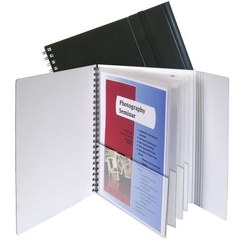 C-line 8-pocket portfolio with security flap black cover with white interior ... for sale