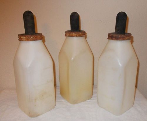 Vintage Calf Nursing Bottles with nipples and rings (lot of 3)
