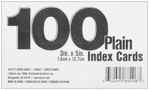 Index Cards 3 Inch X 5 Inch 100/Pkg-Blank White 652695882067
