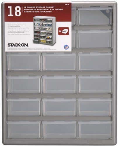 Storage Organizer Cabinet 18 Plastic Drawer Boxes Parts Container Garage Bin Toy