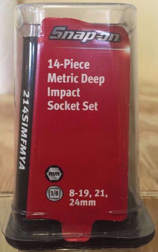 Snap-on (model 214simfmya) 14pc. metric deep impact socket set, 3/8” drive for sale