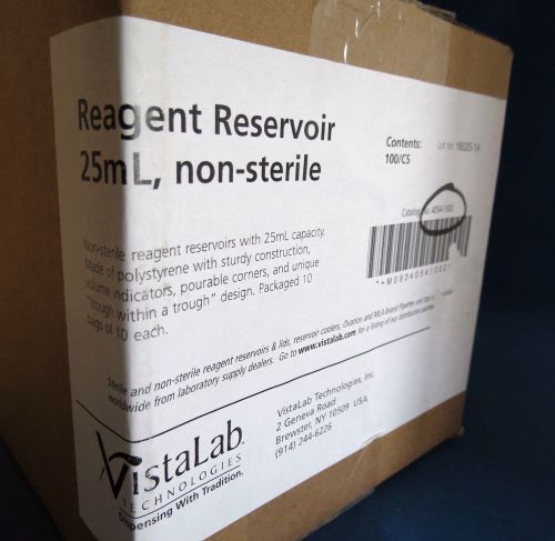 Case/100 vistalab 25ml disposable ps reagent reservoirs # 4054-1002 for sale