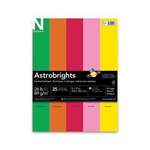Neenah Astrobrights Envelope Assortment, Assortment 1, 25 Count, 9 X 12 Inches