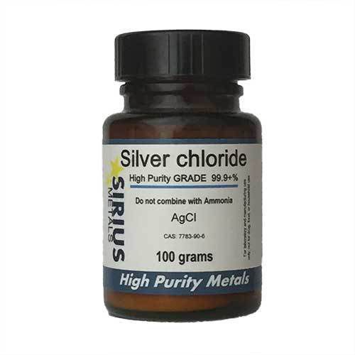 Silver Chloride-Reagent Grade-99.9+% Purity-100g in amber glass