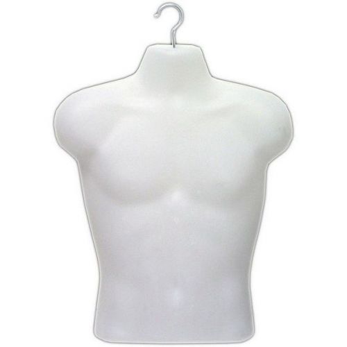 MN-187 2 PCS WHITE Male T-Shirt Form -Heavy Duty Injection Mold w/ Metal Hook