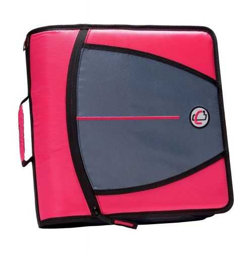 Case-it Mighty Zip Tab 3-Inch Zipper Binder Neon Pink (D-146-NEOPNK)