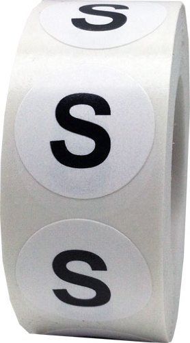 InStockLabels.com White Round Clothing Size Stickers S - Small Adhesive Labels