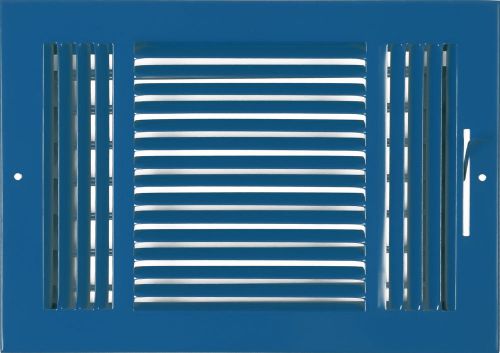 12w&#034; x 8h&#034; Fixed Stamp 3-Way AIR SUPPLY DIFFUSER, HVAC Duct Cover Grille Blue