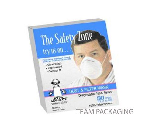 White Cone Dust Mask &amp; Filter Safety Zone Adjustable Nose &amp; Head Strap Free ship