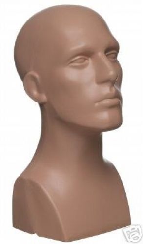 Only Mannequins? 15&#034; Tall Male Mannequin Head Durable Plastic Flesh (50013)
