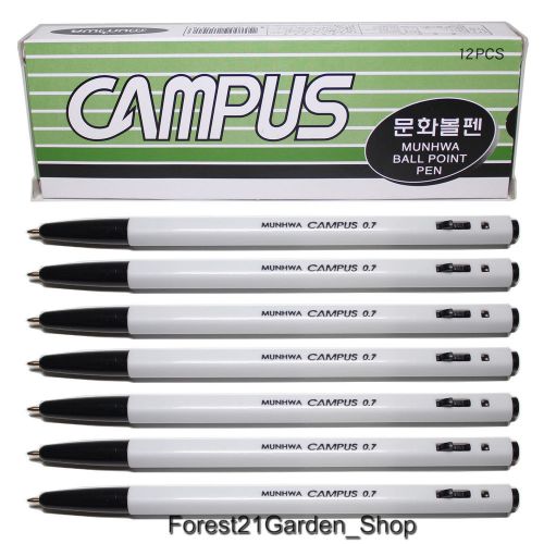 Munhwa Campus Ball point Pen 0.7mm - 12 Pcs 1 Dozen - Black
