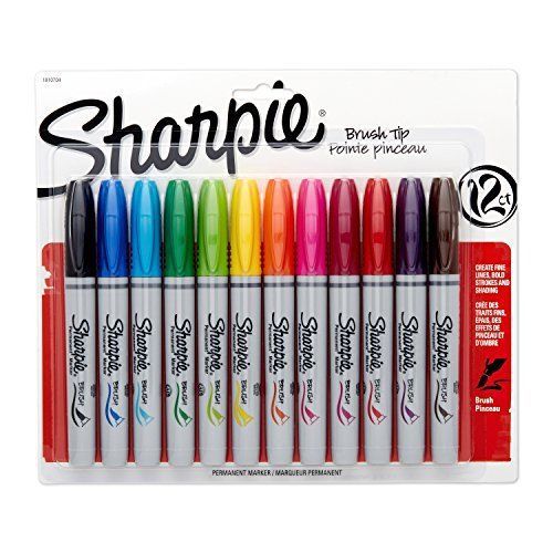 Sanford Sharpie Brush-Tip Permanent Markers, 12-Pack, Assorted Colors 1810704