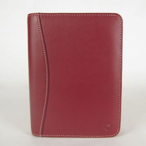 FranklinCovey Pocket Brick Red Leather Binder Planner PDA Holder Zipper Closure