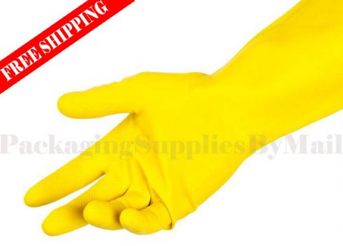 Yellow Flocklined Latex Gloves w/ Anti-Slip Diamond Grip Sizes: S, M, L, XL