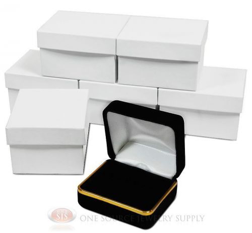 6 Piece Double Ring Black Velvet Jewelry Gift Box Gold 2 3/8&#034;W x 2&#034;D x 1 1/2&#034;H