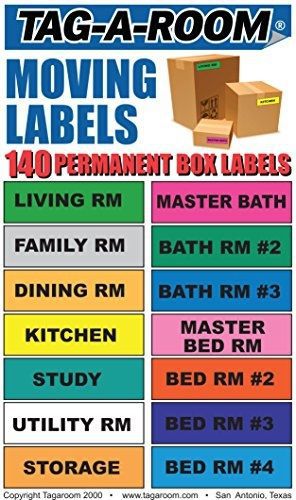 Tag-a-room color coded home moving box labels for sale
