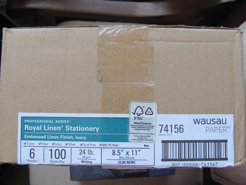 NEW Wausau Royal Linen Stationary 74156 6pks 100 Sheets/Pkg