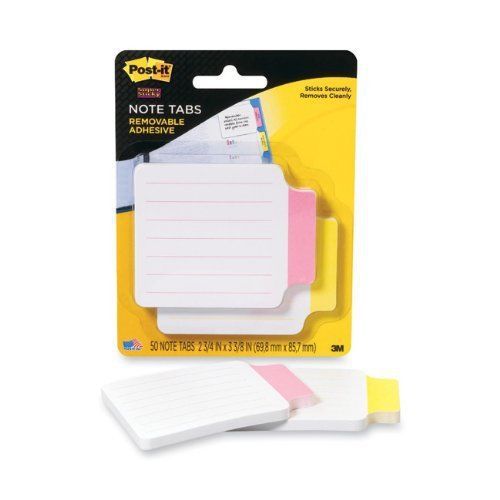 Post-it Note Info Tab Labels, 3-3/8 Inches x 2-3/4 Inches, 25 per Color, Coral,