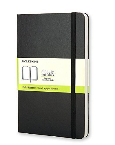 Moleskine Classic Notebook, Large, Plain, Black, Hard Cover 5 x 8.25 Classic