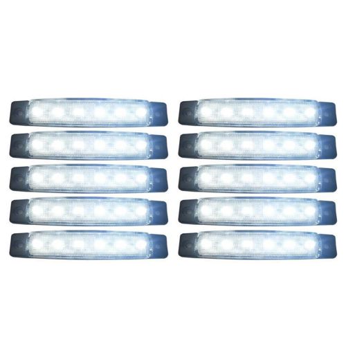 10 pcs 24v 6smd led white clear side marker light lamp truck trailer lorry ma565 for sale