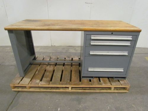 Butcher Block Top Workbench Table Desk 4-Drawer Steel Frame 72X28.25X34&#034;