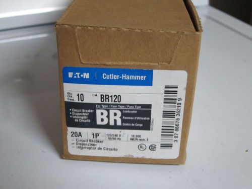 Cutler hammer br120 1p 20 amp circuit breaker box of (10) + free ship for sale
