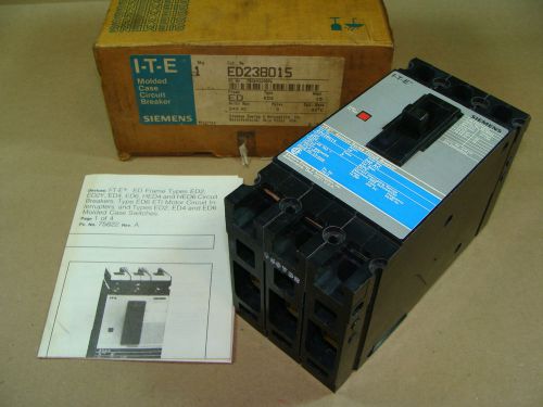 New old stock siemens ite type ed2 ed23b015 3 pole 15 a 240 vac circuit breaker for sale