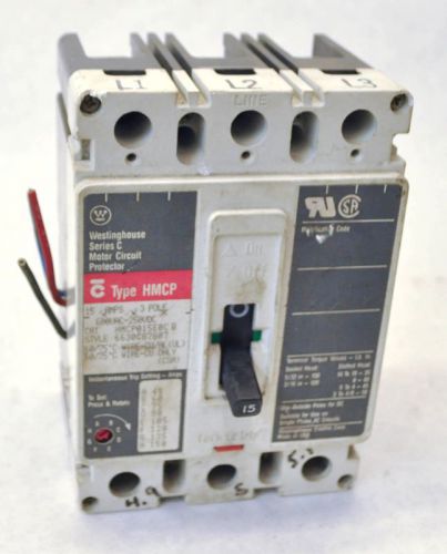 Westinghouse HMCP015E0C B 3 Pole 15A Circuit Breaker