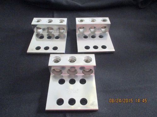 Set o3 mechanical lugs three conductors - two &amp; four hole mount 600mcm-#4 awg for sale
