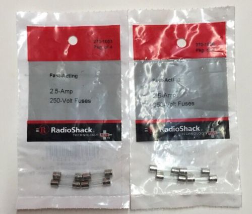 Lot Of 2 Radioshack Fast Acting 2.5-Amp 250-Volt Fuses (270-1053) 4 Pack
