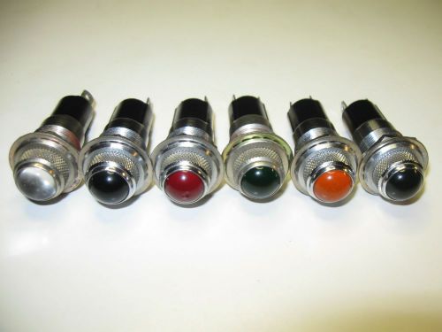 (6) vintage dialco panel mount jewel indicator lights with 1819 bulbs for sale