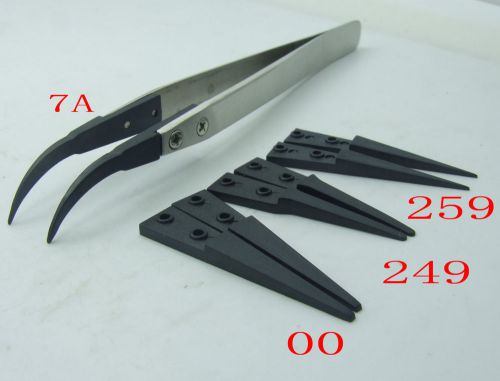 1 stainless steel + 4 sets plastic head tweezers antistatic plier for ic smd smt for sale