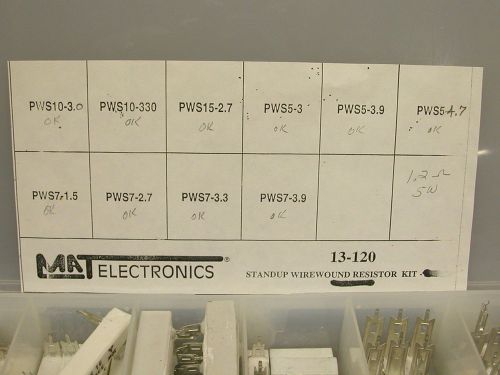 LOT / KIT OF 52 ea WIREWOUND RESISTORS STAND UP TYPE - 1.5 TO 330 ohm, 5 TO 15 W