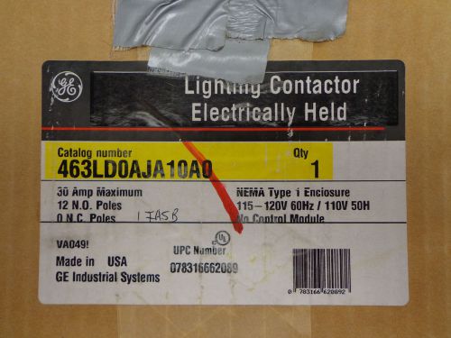 Ge 463ld0aja10a0 lighting contactor 30a 12p new for sale