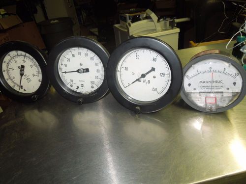 Lot of 4 gauges, solfrunt, magnahelic.oxygen, h2o and psi, 6&#034; for sale