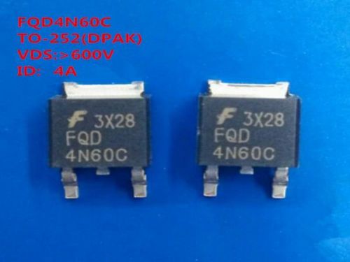 50PCS NEW 4N60 FQD4N60C N-Channel MOSFET 600V 4A TO-252 DPAK SMD